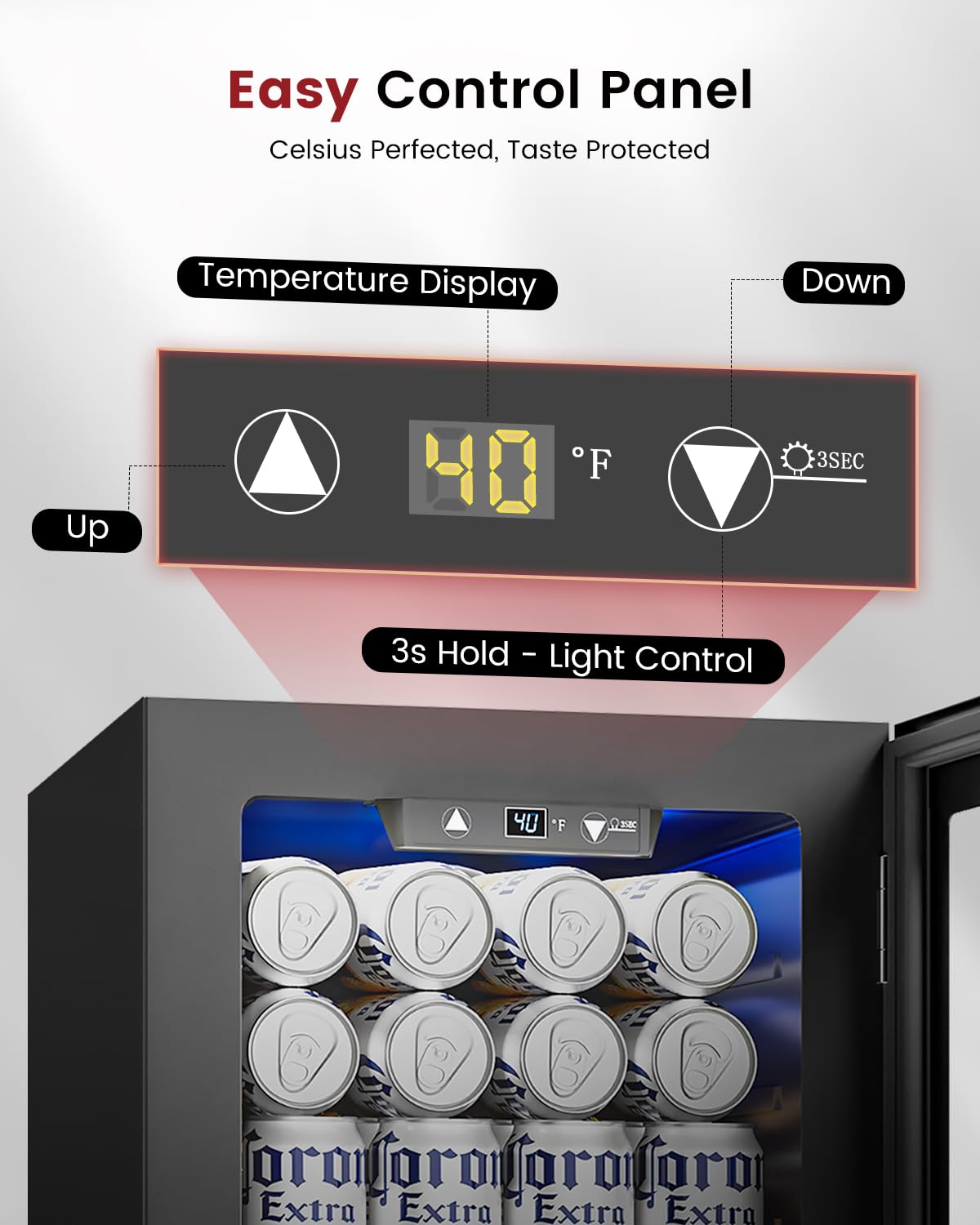 Feelfunn 24 Can Beverage Refrigerator Mini Fridge Black