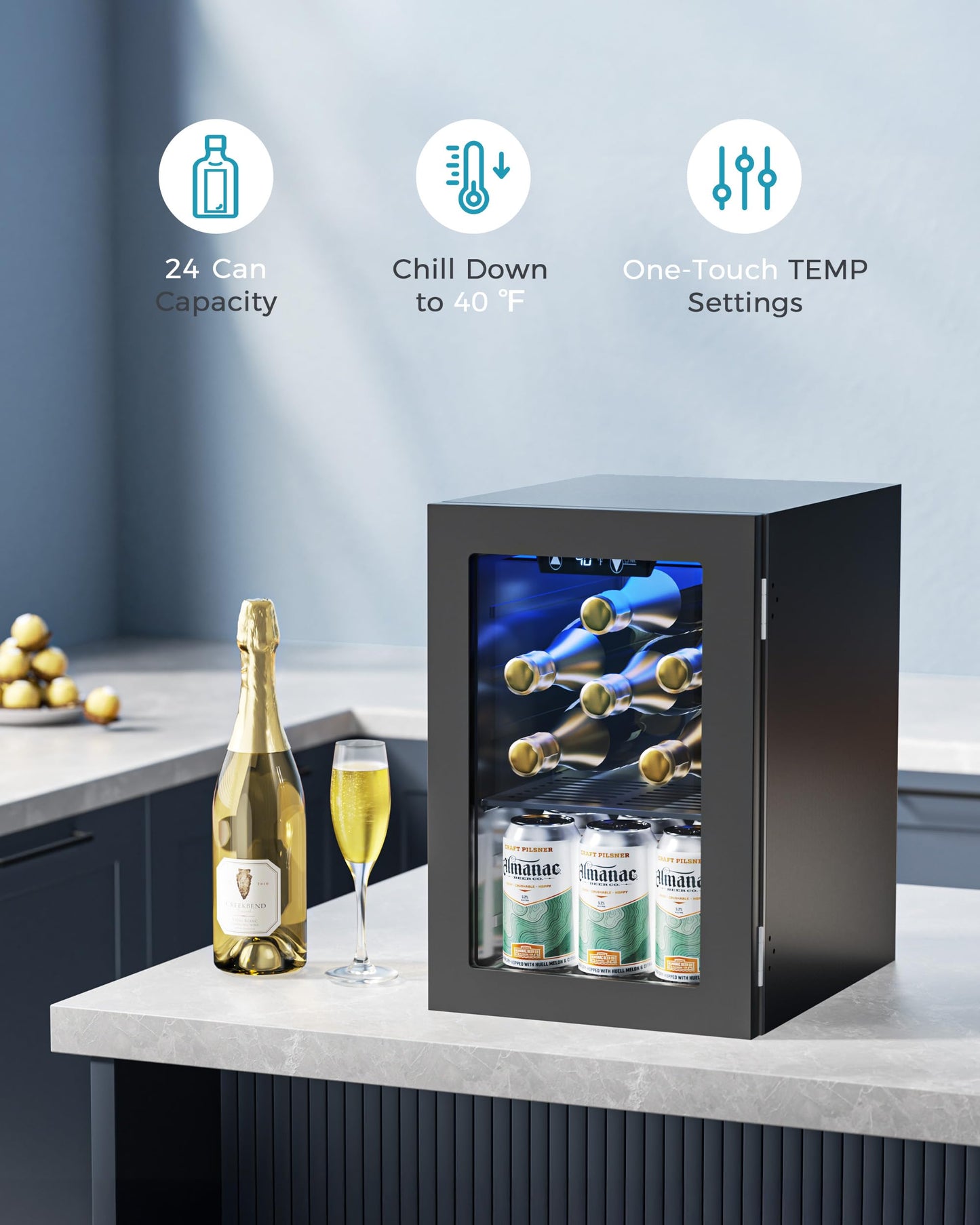 EUHOMY 24 Can Beverage Refrigerator Mini Fridge