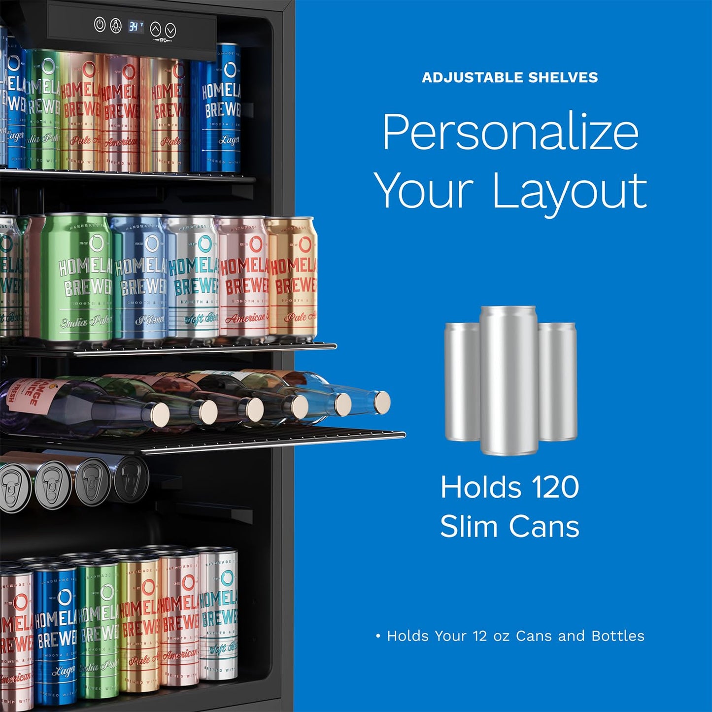hOmeLabs 120 Can Beverage Cooler for Beer Soda & Wine