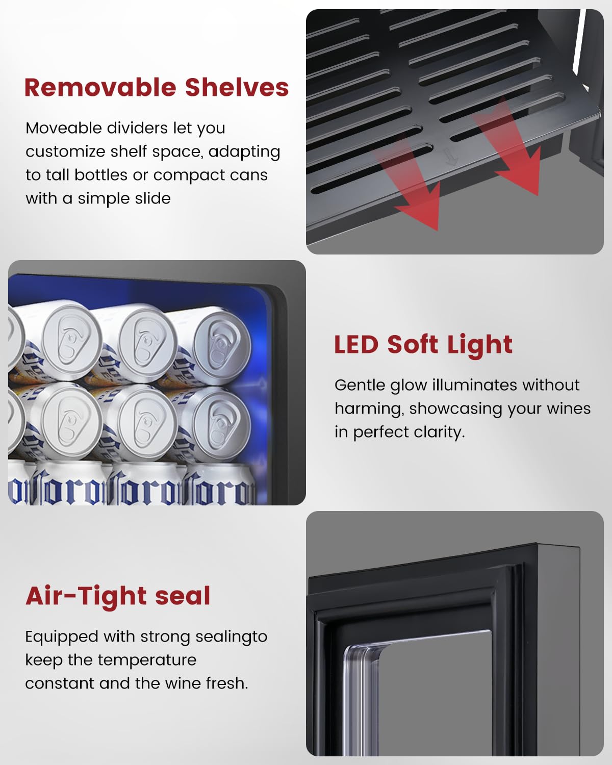 Feelfunn 24 Can Beverage Refrigerator Mini Fridge Black