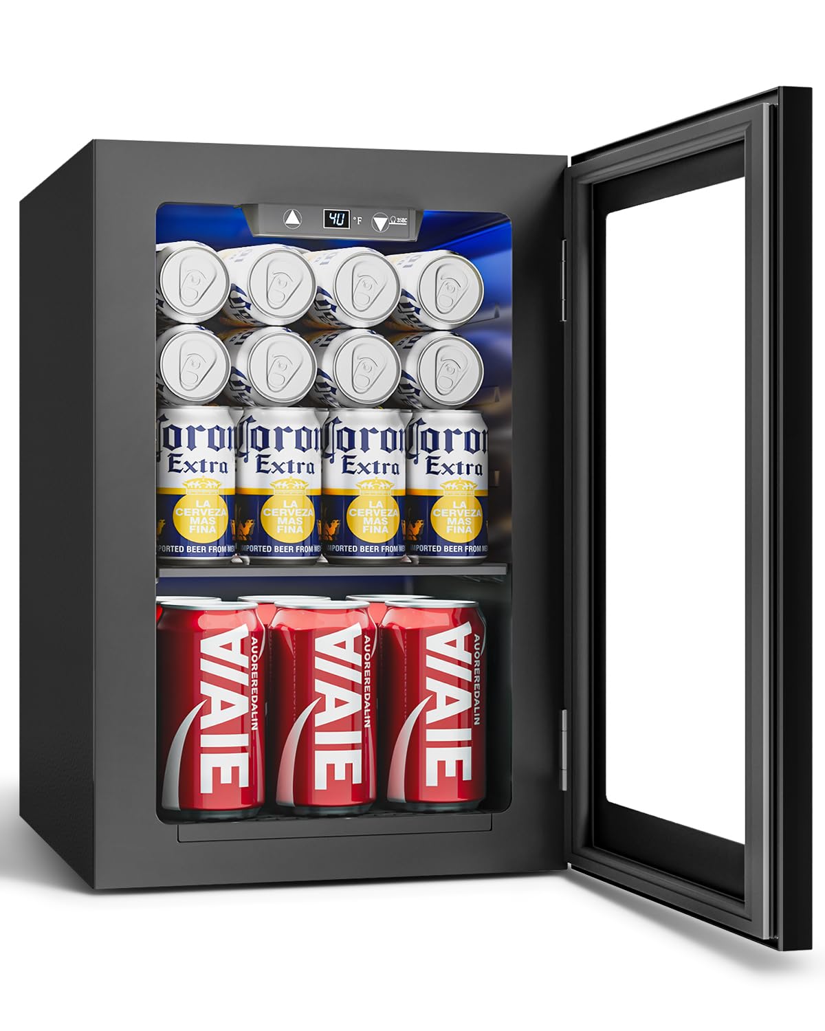 Feelfunn 24 Can Beverage Refrigerator Mini Fridge Black