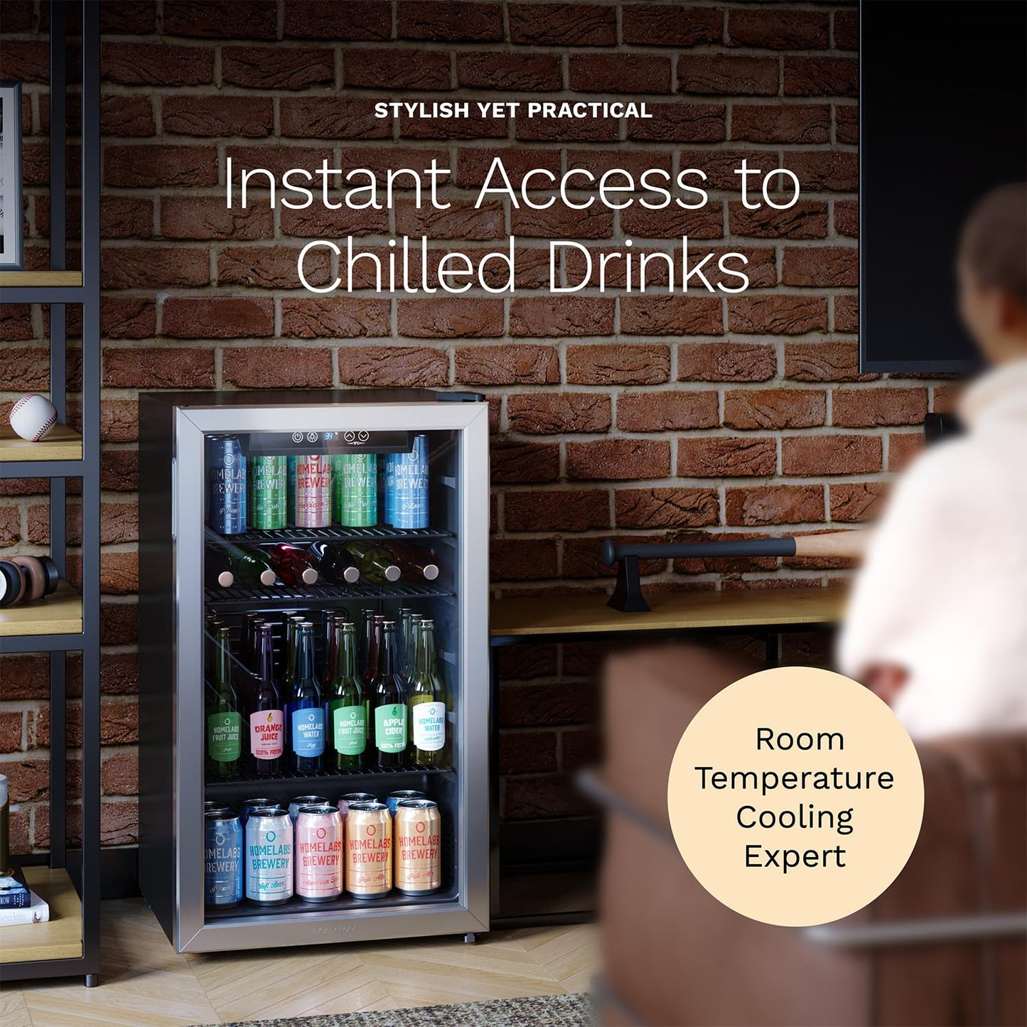 hOmeLabs 120 Can Beverage Cooler for Beer Soda & Wine