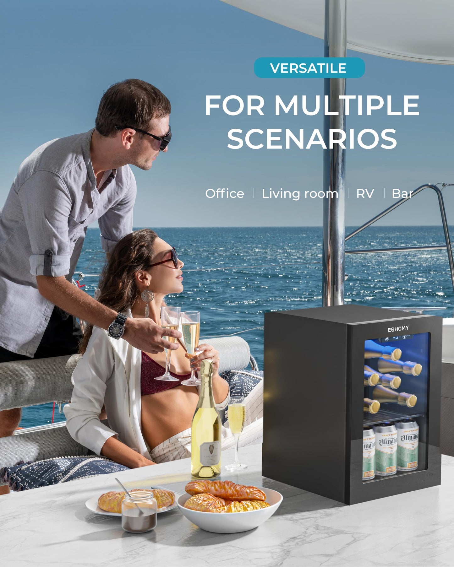 EUHOMY 24 Can Beverage Refrigerator Mini Fridge