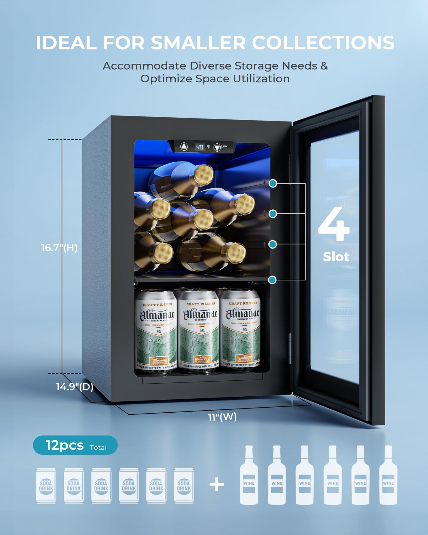 EUHOMY 24 Can Beverage Refrigerator Mini Fridge