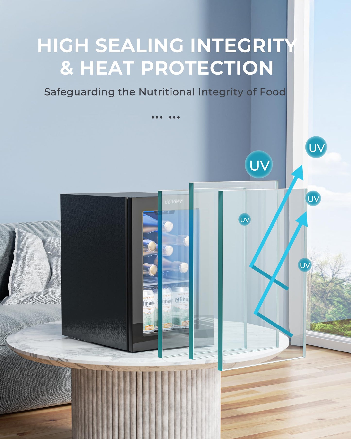 EUHOMY 24 Can Beverage Refrigerator Mini Fridge